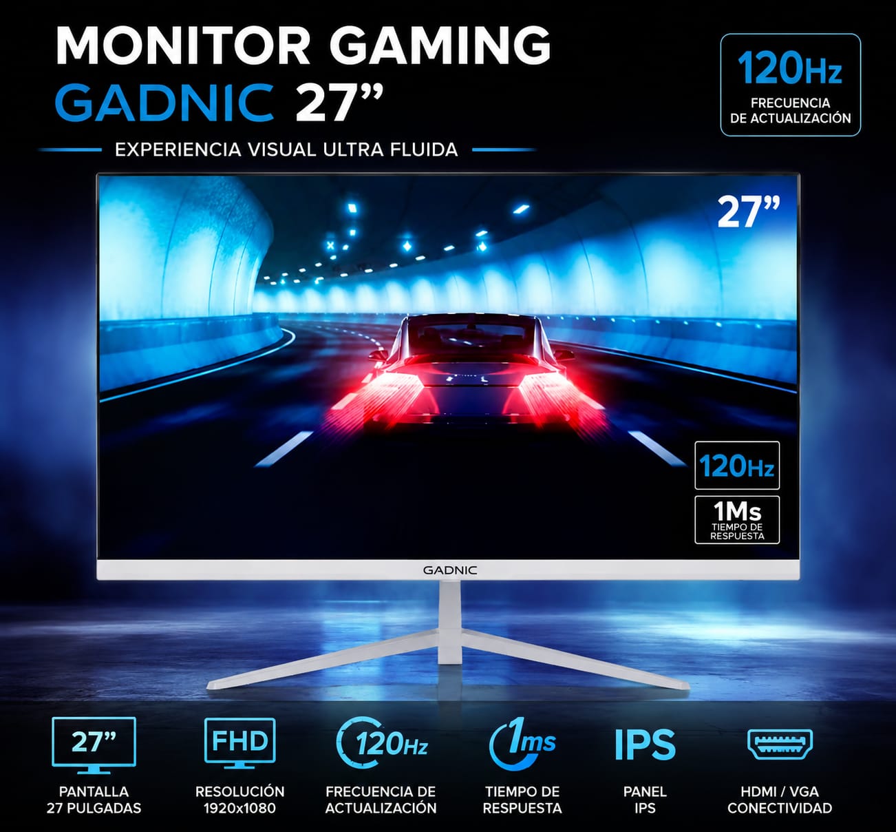 MONITOR GADNIC 27” – 120Hz 🖥️