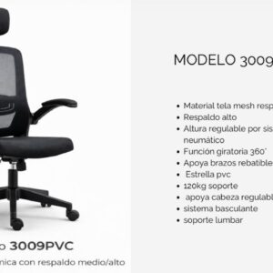 SILLA DE OFICINA OPERATIVA✅ MODELO 3009PVC ✔️